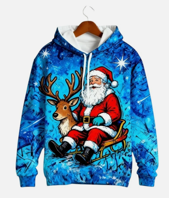 Christmas Man Hoodie Fashion Gingerbread Man 3D Print Sweatshirts Pocket