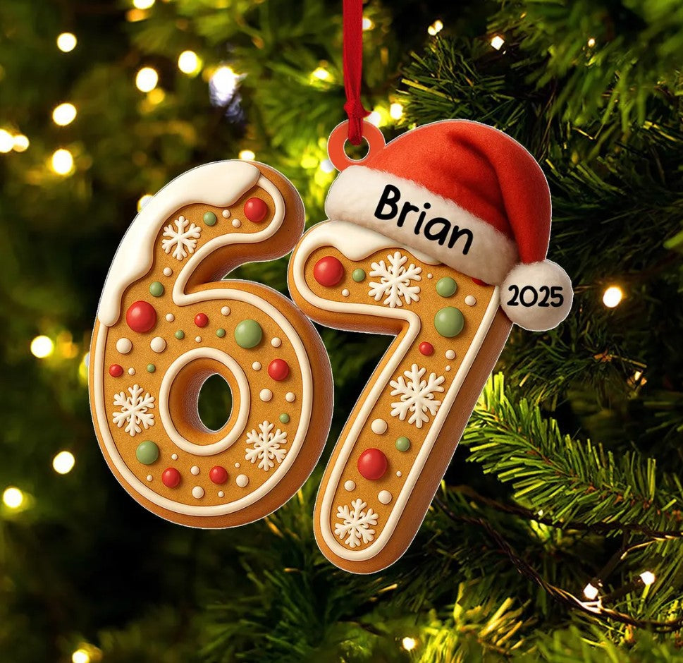 Custom Six Seven 2D FLAT Ornament, 67 Six Seven Ornament, Teen Slang Ornament, Funny Teenager Ornament, Gen Z Teenager Ornament, 67 Meme