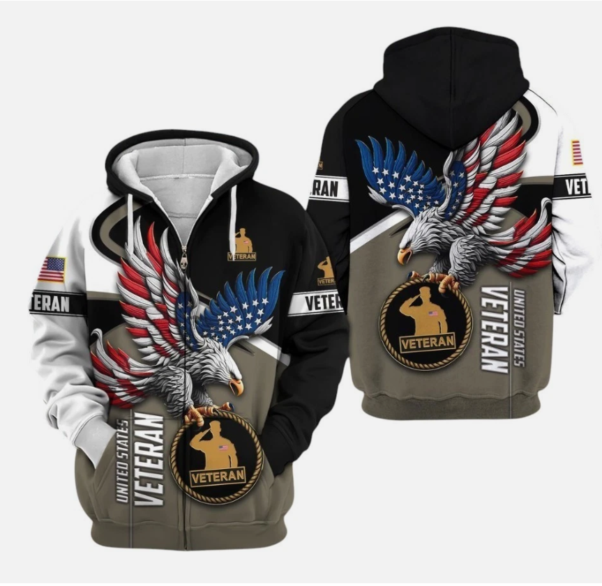 United States Veteran Hoodies -Men Military Hoodie, Patriotic Sweatshirt For Dad