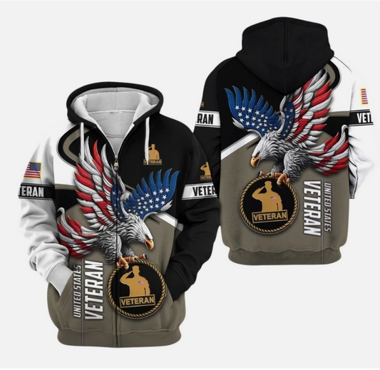 United States Veteran Hoodies -Men Military Hoodie, Patriotic Sweatshirt For Dad