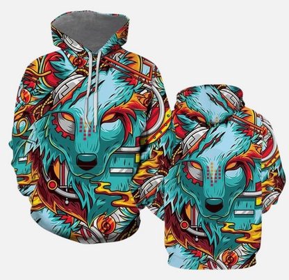 Cyber Wolf 3D All Over Print Hoodie