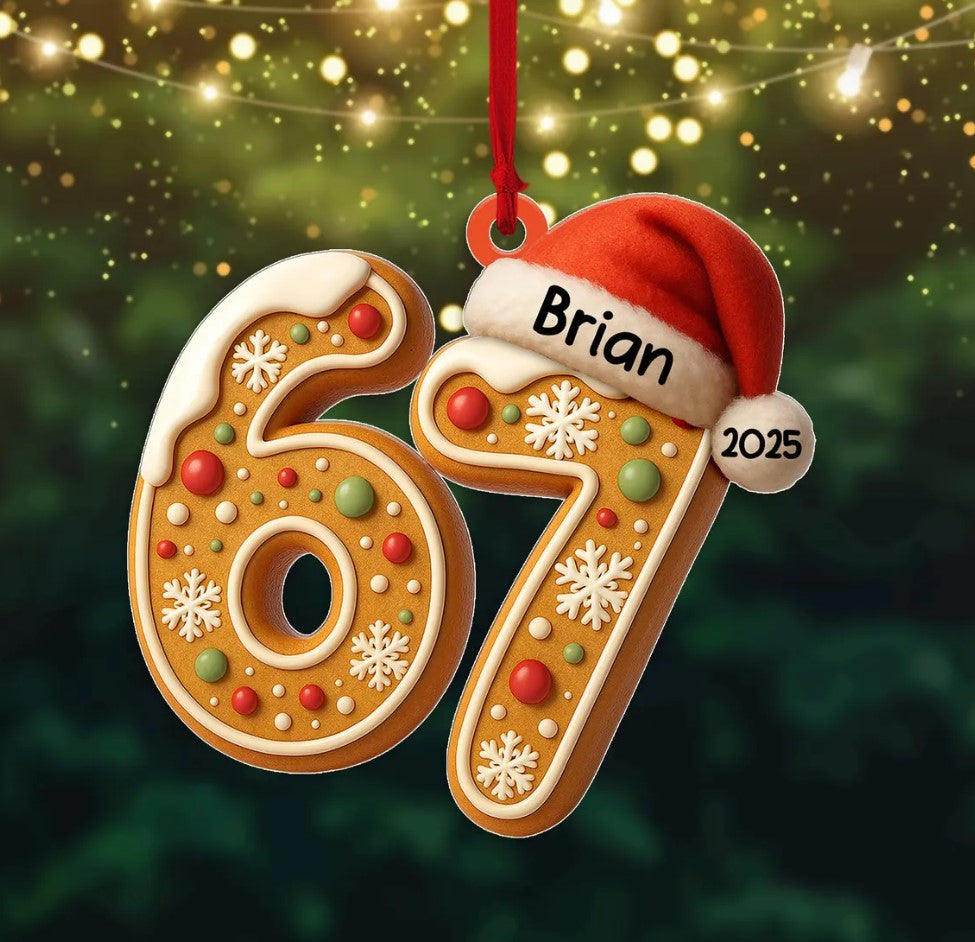 Custom Six Seven 2D FLAT Ornament, 67 Six Seven Ornament, Teen Slang Ornament, Funny Teenager Ornament, Gen Z Teenager Ornament, 67 Meme