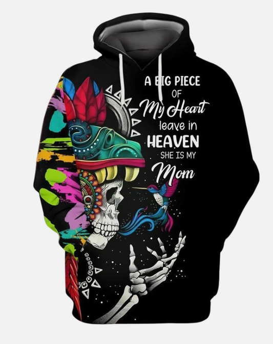 A Big Piece Of Heart Leave Mom Skull 3D All Over Print Hoodie