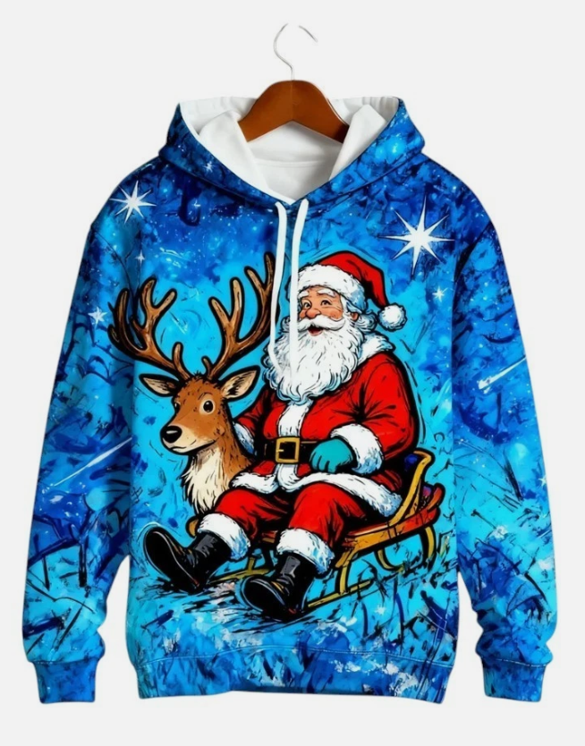 Christmas Man Hoodie Fashion Gingerbread Man 3D Print Sweatshirts Pocket