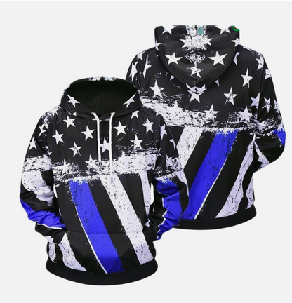 USA Blue And White American Flag 3D All Over Print Hoodie