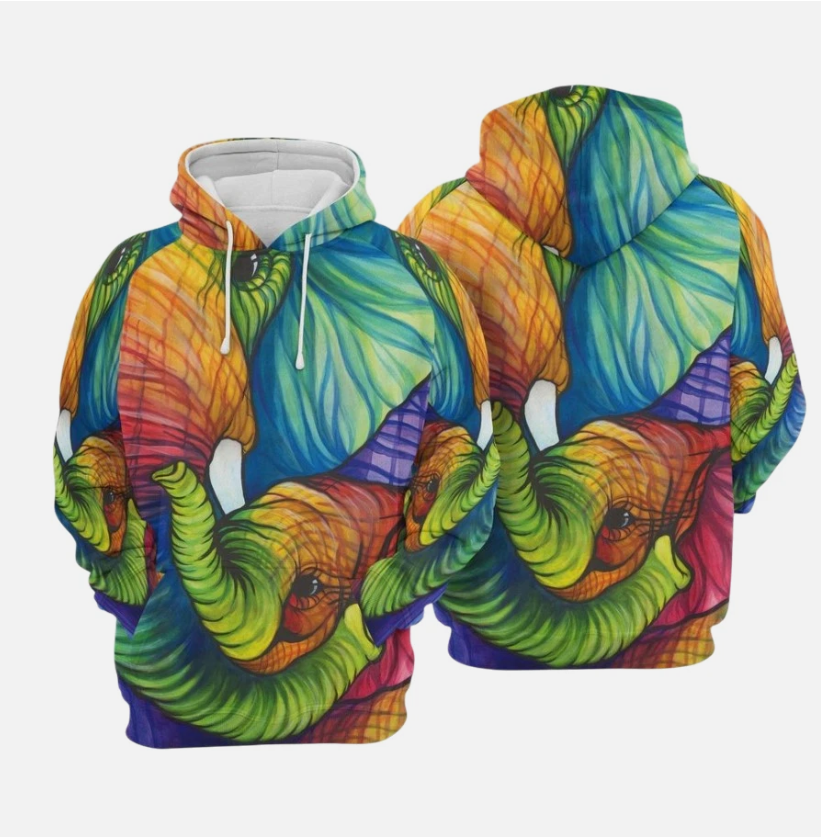 Color Full Mom And Baby Elephant 3D All Over Print Hoodie