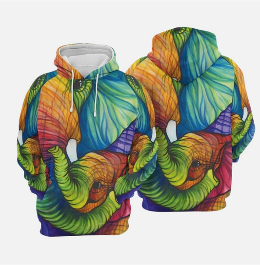 Color Full Mom And Baby Elephant 3D All Over Print Hoodie