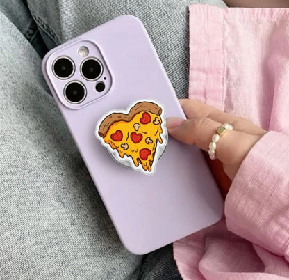 Pizza Slice Magnetic Phone Holder: Cute Heart-Shaped Pizza Phone Grip, Kawaii Food Magsafe Kindle Grip, Perfect Gift for Pizza Lovers