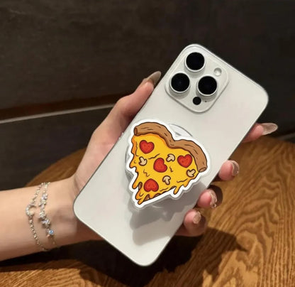 Pizza Slice Magnetic Phone Holder: Cute Heart-Shaped Pizza Phone Grip, Kawaii Food Magsafe Kindle Grip, Perfect Gift for Pizza Lovers