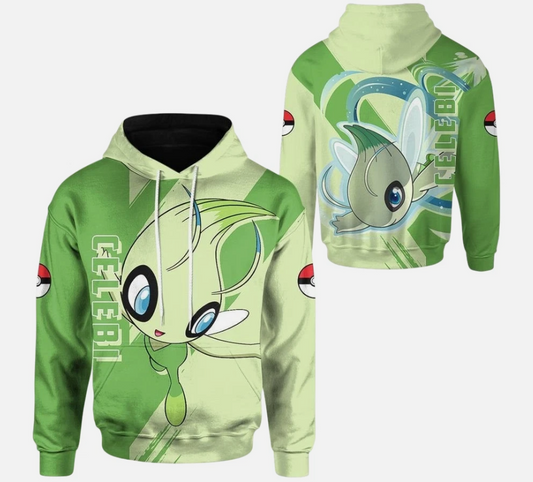 3D Anime Mythical Celebi Printed 3D Hoodie