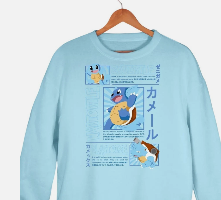 Wartortle Evolution Hoodie Sweatshirt - Water Type Sweatshirt