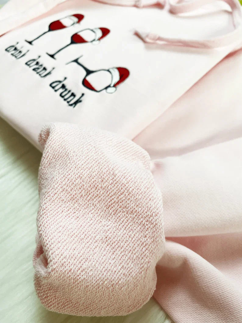 Embroidered Funny Drink Drank Drunk Christmas Snowman Hoodie