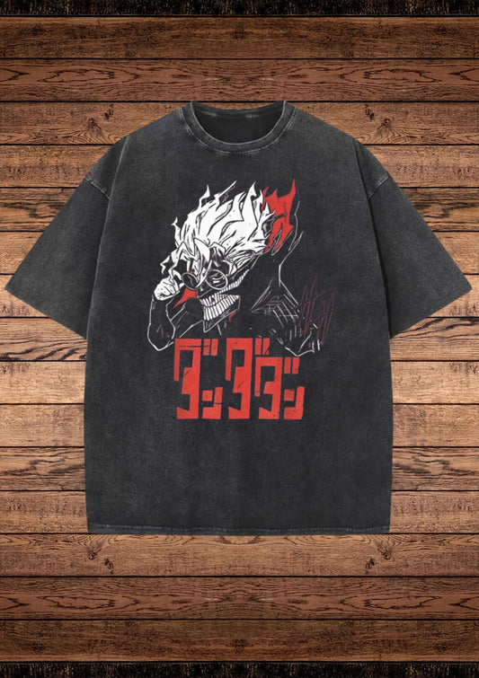 Vintage Anime Graphic Tee: Acid Wash Cotton Manga Washed T-shirt
