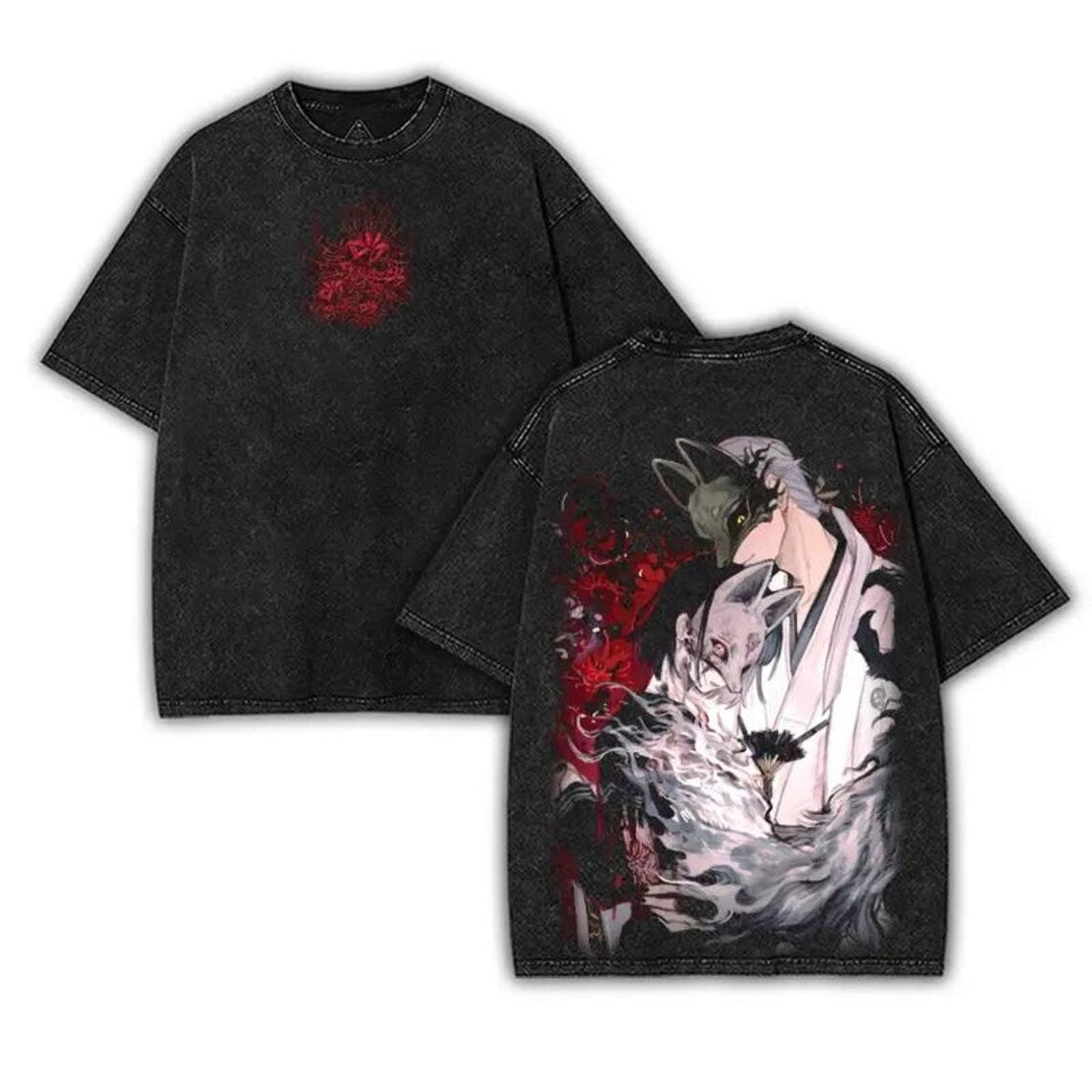 Fox Mask Silent Hill F Shirt, Horror Survival Game 2 Sided Wedding Hinako Ending Shirt, Washed T-Shirt