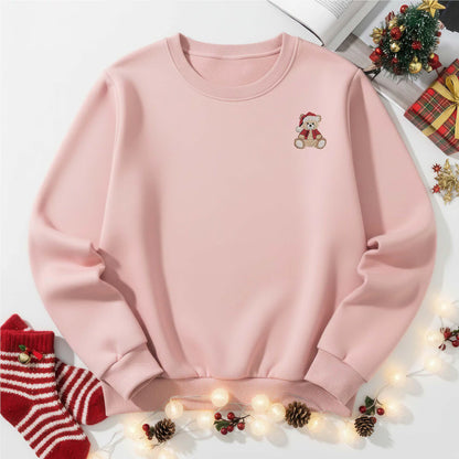 Vintage Christmas Bear Sweatshirt, Christmas Embroidered Sweatshirt, Embroidered Teddy Bear, Christmas Outfit, Dainty Christmas Sweatshirt