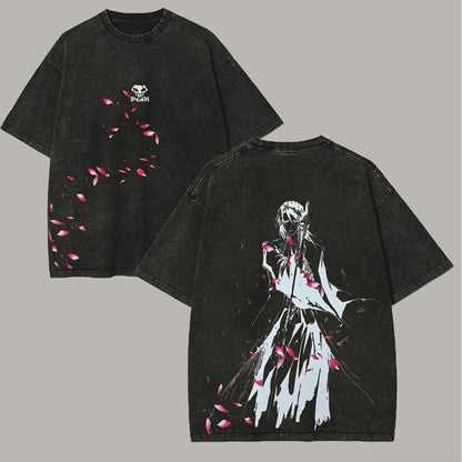 Anime Vintage Washed Soul Reaper Tee, Dark Anime Graphic Shirt, Gift for Anime Fan, Washed T-Shirt
