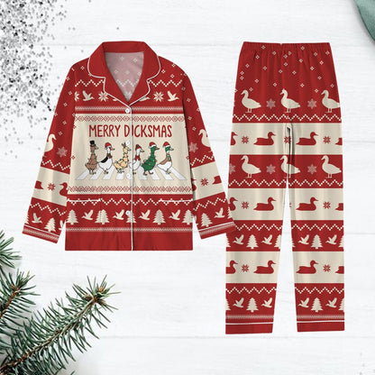 Duck Crossing Road Christmas Lights Pajamas, Merry Duckmas Pajamas Set, Farm Animal Holiday Pajamas, Santa Goose Shirt, Christmas Gift