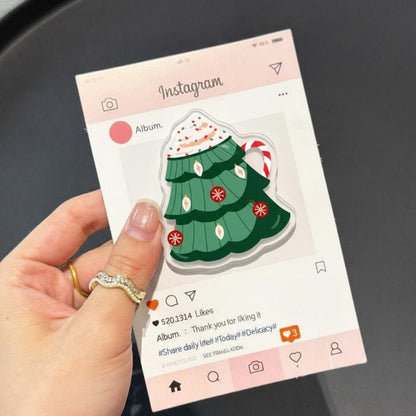 Christmas Tree Mug Magnetic Phone Grip: Festive Holiday Popgrip with Candy Cane & Ornaments, Pine Tree Phone Holder, Perfect Xmas Gift