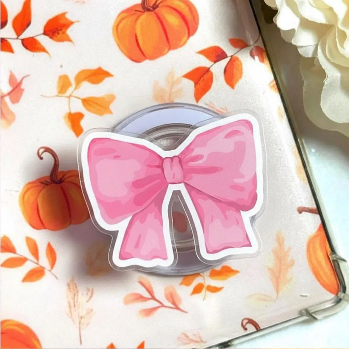 Pink Bow MagSafe Phone Grip – Cute Ribbon Phone Grip, Kawaii Magnetic Phone Holder, Cute Phone Accessory, Gift for Her, Sweet Pink Design