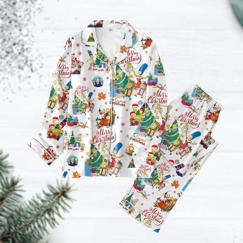 Homer Christmas Tree Pajamas, Simpsons Family Pajamas Set, Disney Merry Christmas Pajamas, Cartoon Holiday Pajamas, Xmas Party Gift