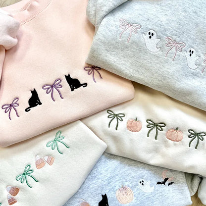 Embroidered Coquette Halloween Icon Crewneck Sweatshirt | Cute Halloween | Spooky Season