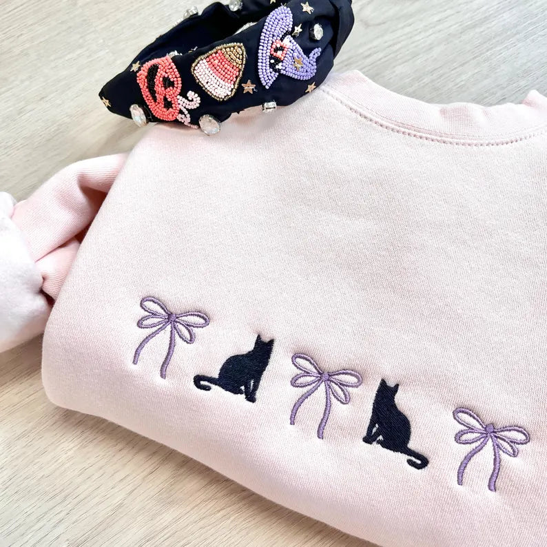 Embroidered Coquette Halloween Icon Crewneck Sweatshirt | Cute Halloween | Spooky Season