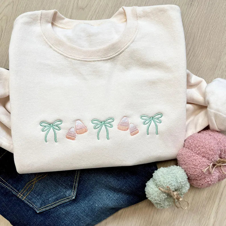 Embroidered Coquette Halloween Icon Crewneck Sweatshirt | Cute Halloween | Spooky Season