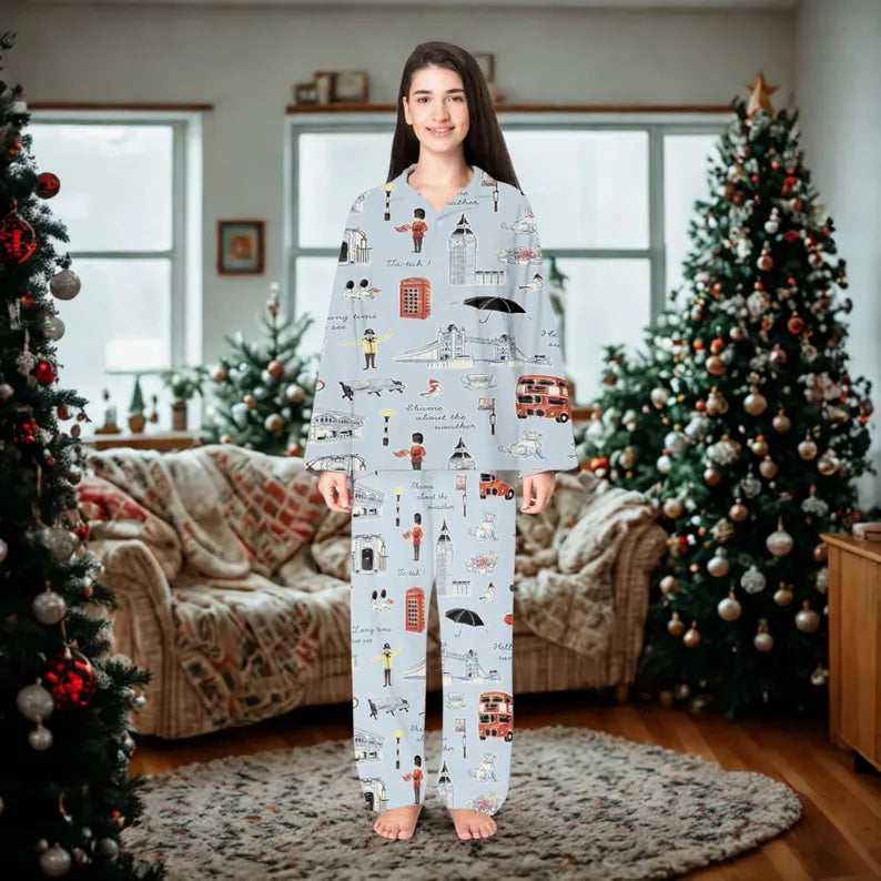London City Pajamas Set, London Pajamas, London Girls Trip Set, London Trip Shirt, London Gifts, London Theme Gifts, Gift For Her