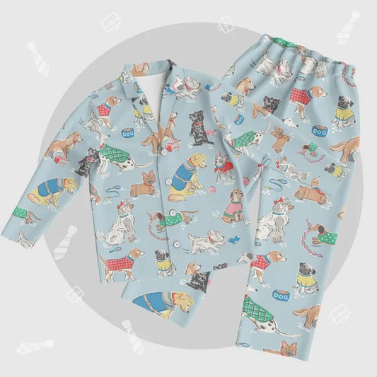 Dog Pajama Set, Festive Puppy Print PJs, Dog Mom Gift