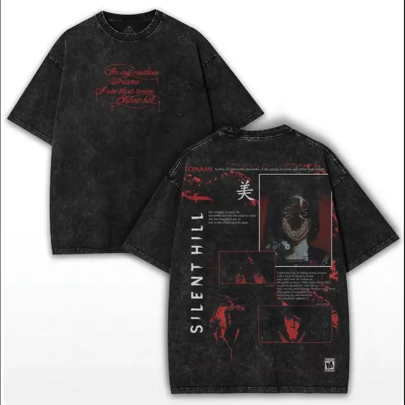 Silent Hill F Shirt, Horror Survival Game 2 Sided Shirt, Tsuneki Kotoyuki, Washed T-Shirt