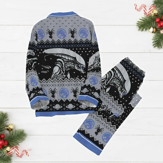 Christmas Alien Xenomorph Pajamas, Alien 1979 Pajamas Set, 90s Horror Movie Women Pajamas, Holiday Pajamas, Christmas Gift Idea