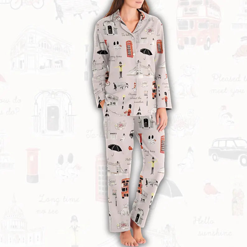 London City Pajamas Set, London Pajamas, London Girls Trip Set, London Trip Shirt, London Gifts, London Theme Gifts, Gift For Her