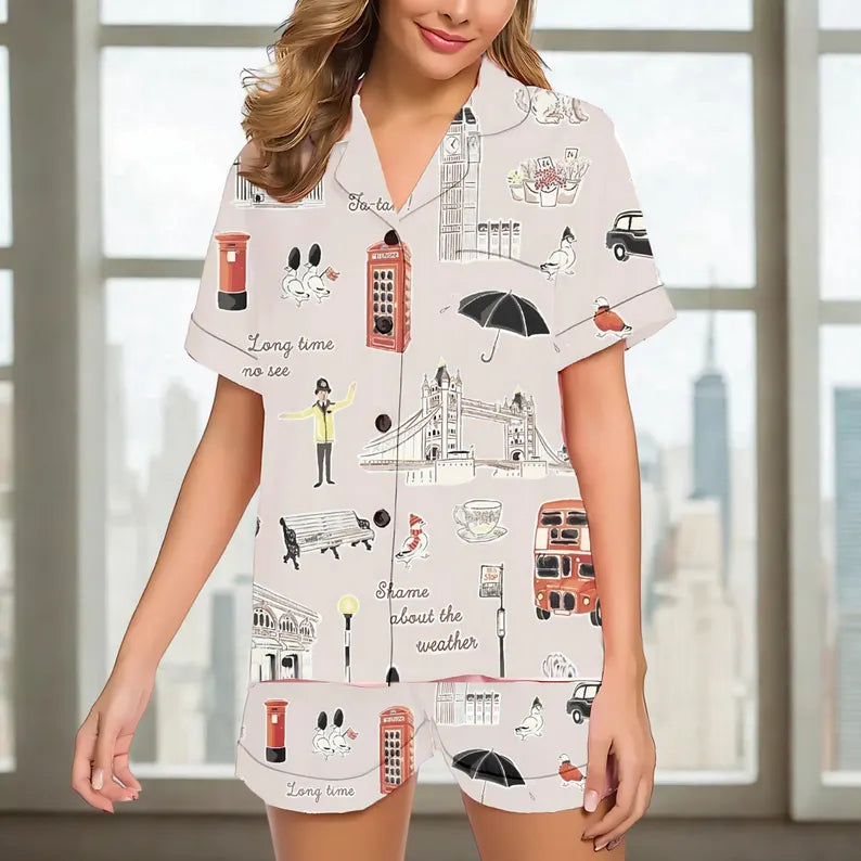London City Pajamas Set, London Pajamas, London Girls Trip Set, London Trip Shirt, London Gifts, London Theme Gifts, Gift For Her