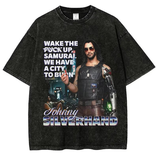 Vintage Wash Cyber Metal Phantom Liberty Video Game Merch Metalhead Fan Gift, Washed T-Shirt