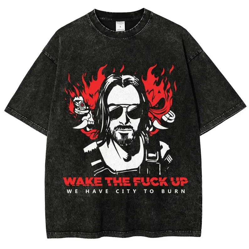 Vintage Wash Cyber Metal Phantom Liberty Video Game Merch Metalhead Fan Gift, Washed T-Shirt