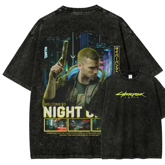 Vintage Wash Cyber Metal Phantom Liberty Video Game Merch Metalhead Fan Gift, Washed T-Shirt