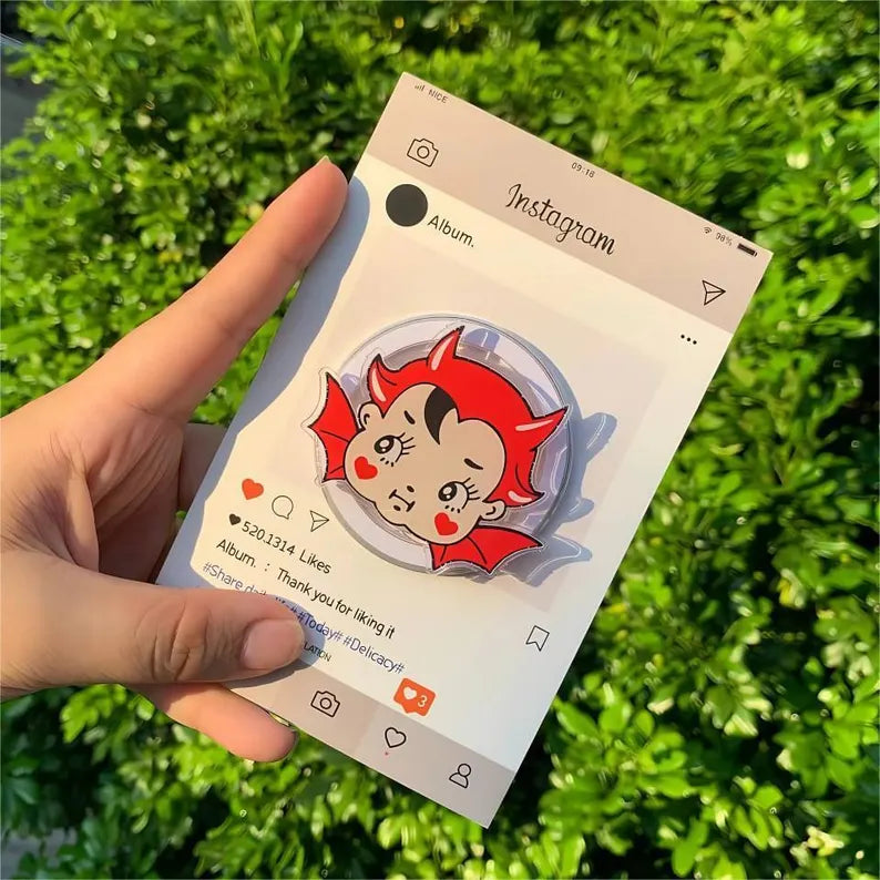 Devil Kewpie Baby MagSafe Phone Grip: Cute Halloween Spooky Phone Holder, Kawaii Style Grip, Gift for Phone or Kindle Lovers