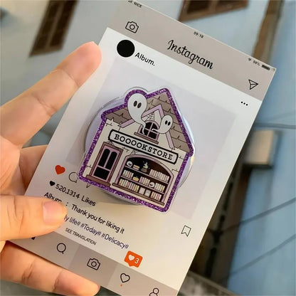Haunted Bookstore MagSafe Phone Grip: Halloween Bookish Magnetic Phone Holder, Ghost Bookstore Phone Stand, Fall Book Lover Gift