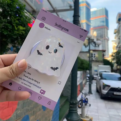 Hologram Ghost Bat MagSafe Phone Grip: Halloween Aesthetic Magnetic Grip for Phone or Kindle, Spooky Bookish Gift, Kawaii Phone Accessories