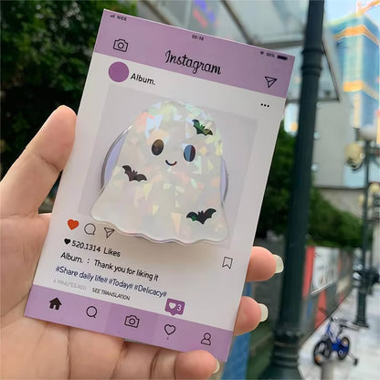 Hologram Ghost Bat MagSafe Phone Grip: Halloween Aesthetic Magnetic Grip for Phone or Kindle, Spooky Bookish Gift, Kawaii Phone Accessories