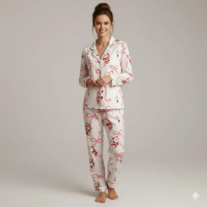 Coquette Christmas Pajama Set, Cartoon Loungewear, Mommy and Me Pjs, Matching PJs, Retro Mother Daughter Gift, Gift for Her PSJ785