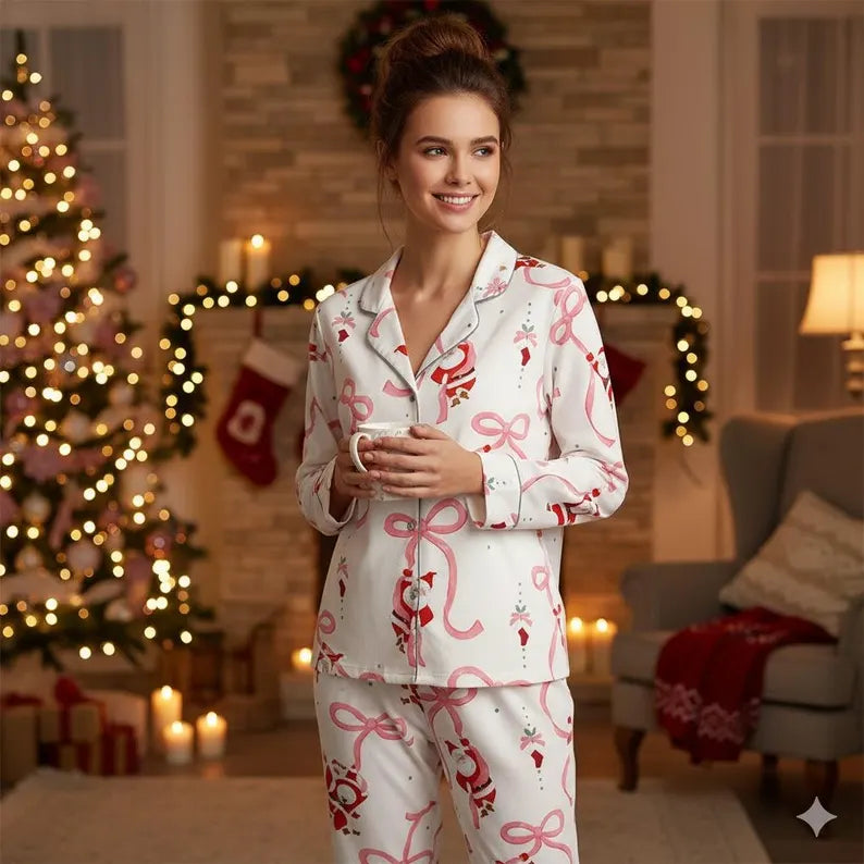 Coquette Christmas Pajama Set, Cartoon Loungewear, Mommy and Me Pjs, Matching PJs, Retro Mother Daughter Gift, Gift for Her PSJ785
