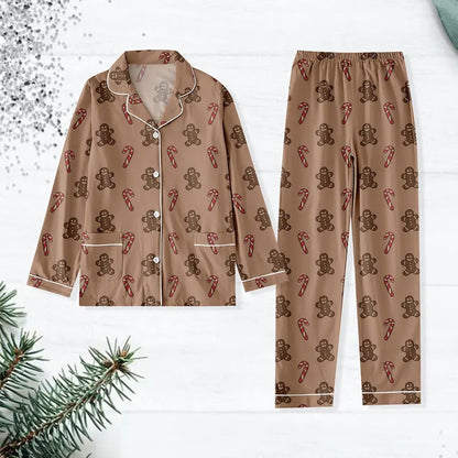 Gingerbread Christmas Pajamas, Candy Cane Pajamas Holiday, Xmas Party Pajamas Set, Xmas Gift