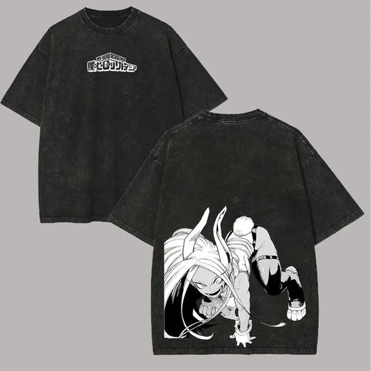 Vintage Washed Hero Bunny Tee, Dark Anime Shirt, Gift for Anime Fan, Washed T-Shirt