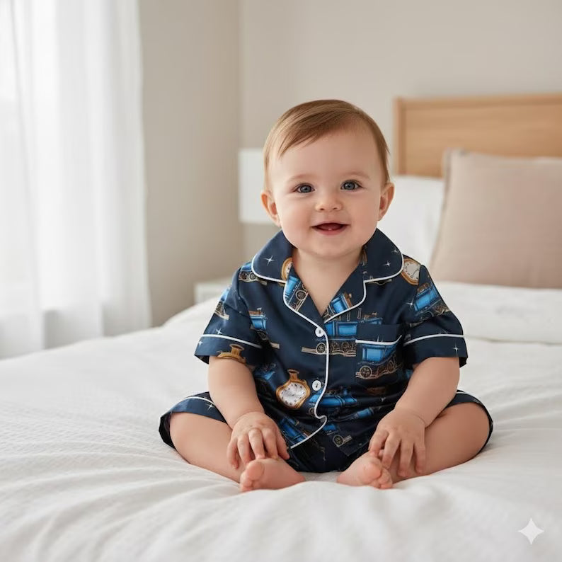 Po-lar Express Satin Pajamas Set, Christmas Pajamas, Christmas Family Matching Pajamas, Christmas Party Pajama, Believe Train Xmas Sleepwear