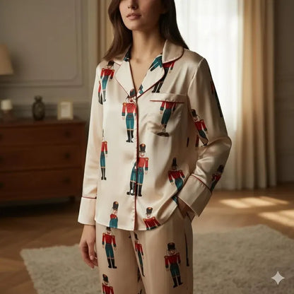 Cute Nutcracker Christmas Satin Pajamas Set, Christmas Pajamas, Sugar Plum Fairy Pajamas Set, Nutcracker Pajamas, Family Christmas Pajamas