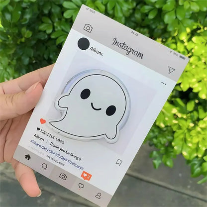 Cute Ghost MagSafe Phone Grip: Halloween Vibe Magnetic Phone Holder, Kawaii Bookish E-reader Grip, Spooky Bookish Gift for Phone or Kindle