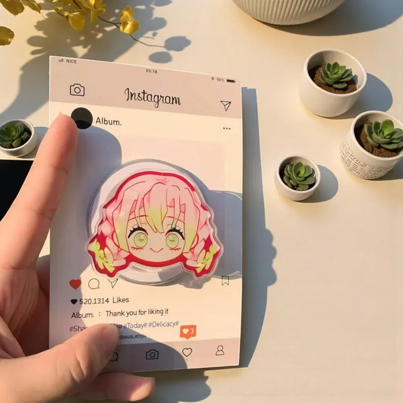 Anime Kawaii Girl MagSafe Phone Grip: Pink Girl Magnetic Phone Holder, Anime Lovers Popgrip, Cute Manga Girl Popgrip, Aesthetic Gift