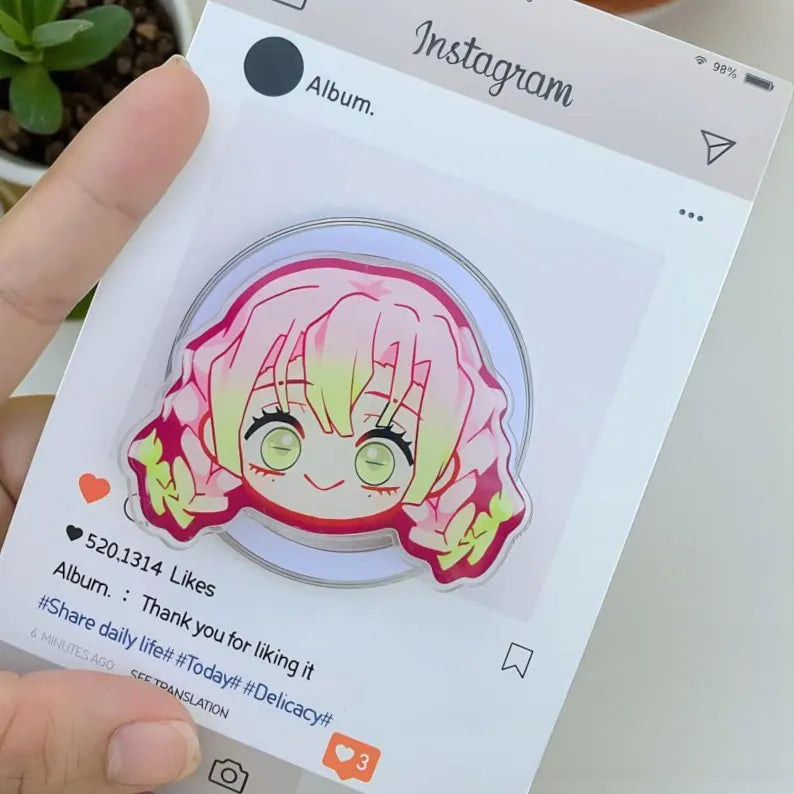 Anime Kawaii Girl MagSafe Phone Grip: Pink Girl Magnetic Phone Holder, Anime Lovers Popgrip, Cute Manga Girl Popgrip, Aesthetic Gift