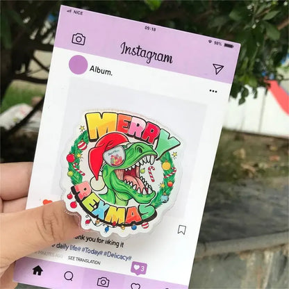 Merry Remax MagSafe Phone Grip: Funny Dinosaur Magnetic E-reader Grip, Christmas Animal Phone Stand for Holiday, Winter Gift